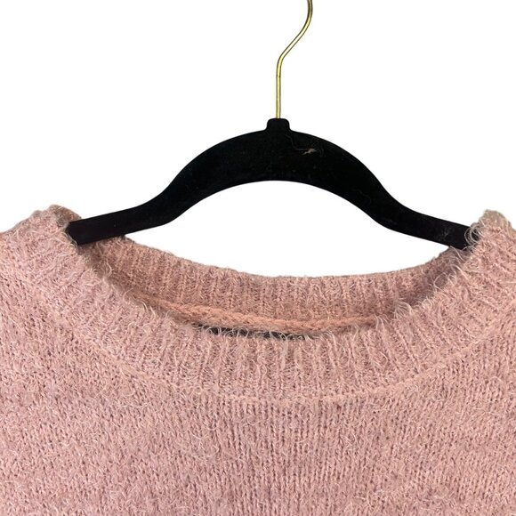 Derek Heart Fuzzy Knit Asymmetrical Hem Sweater Small Cozy Women's Pink Top - Picture 2 of 9